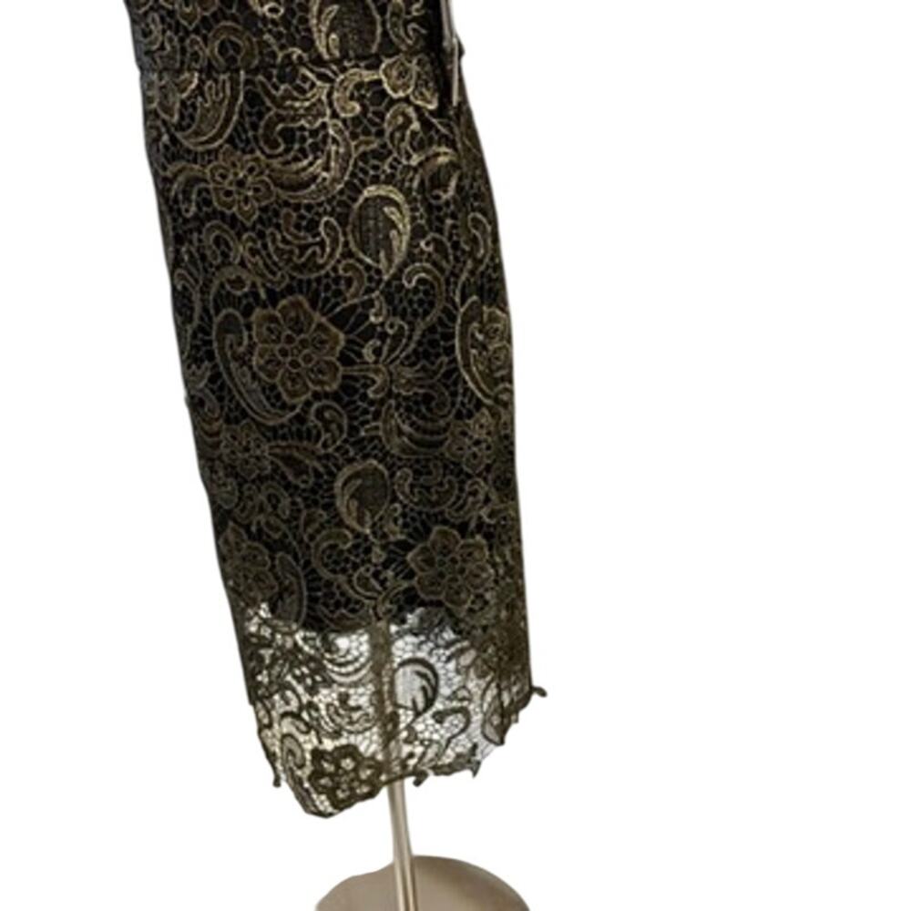 NWT Bisou Bisou Women's Dress 12 Black & Gold Sheath Lace Overlay - Picture 5 of 16